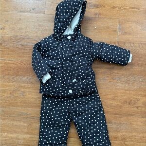 Cat & Jack Black and White Polka Dot Snowsuit 18M